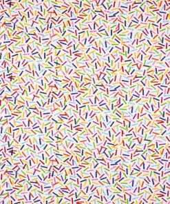 Tossed Confetti on White Celebration Cotton Fabric
