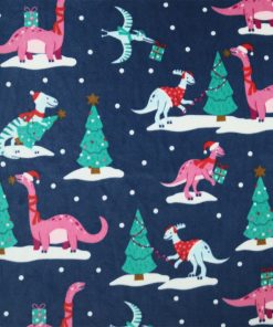 Pink Dinosaurs With Presents Anti Pill Fleece Fabric