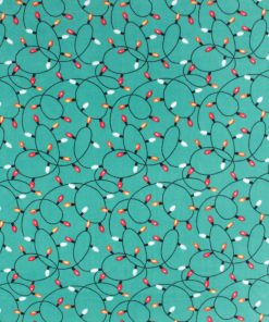 Christmas Lights on Teal Anti Pill Fleece Fabric