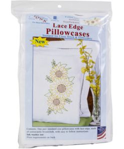 Jack Dempsey 2pk Sunflowers Stamped Lace Edge Pillowcases