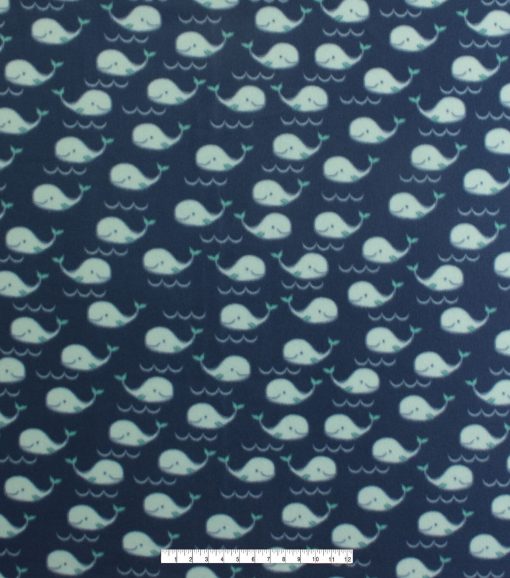 Tiny Happy Whales Blizzard Fleece Fabric - Image 2