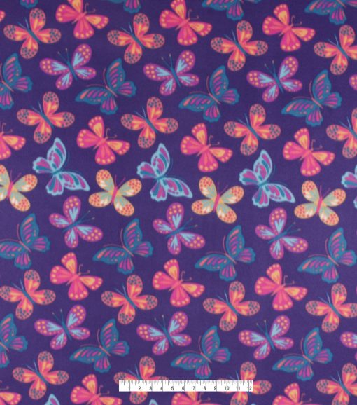Butterflies on Purple Blizzard Fleece Fabric - Image 4