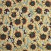 Yellow Sunflowers   Bees Premium Cotton Fabric