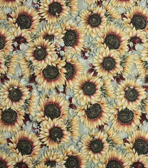 Yellow Sunflowers   Bees Premium Cotton Fabric