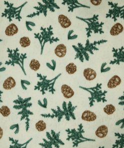 Pine   Pinecones on Brown Anti Pill Fleece Fabric