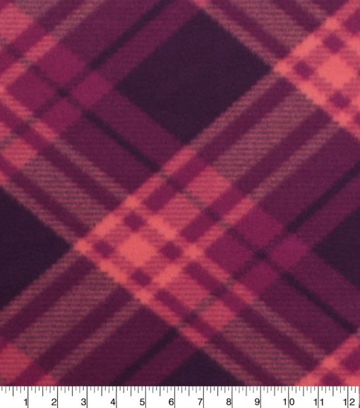 Plum Bias Plaid Blizzard Fleece Fabric
