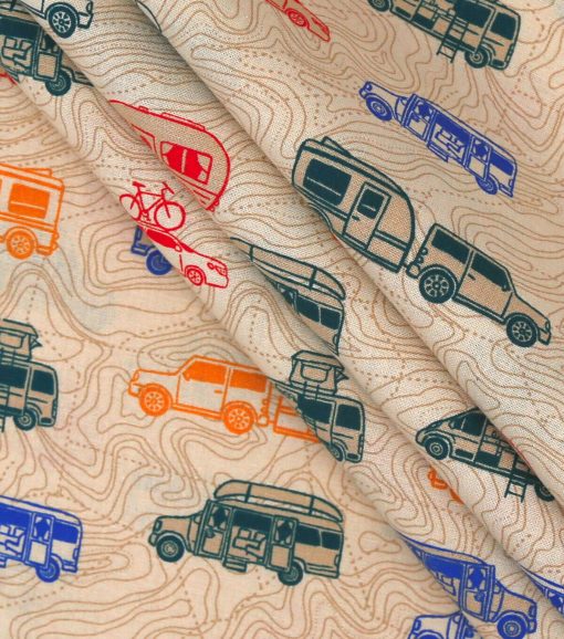 Beige Campers Novelty Cotton Fabric - Image 2