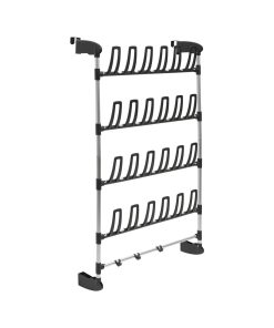 Organize It All 27 Black 12 Pair Over the Door Shoe Rack With Hooks