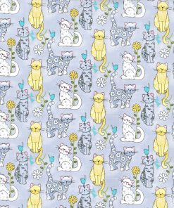 Fabric Traditions Pattern Cats Gray Novelty Glitter Cotton Fabric