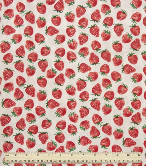 Tossed Strawberries Novelty Cotton Fabric - Image 2