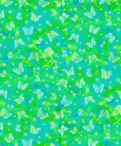 Fabric Traditions Teal Butterflies Cotton Fabric by Keepsake Calico
