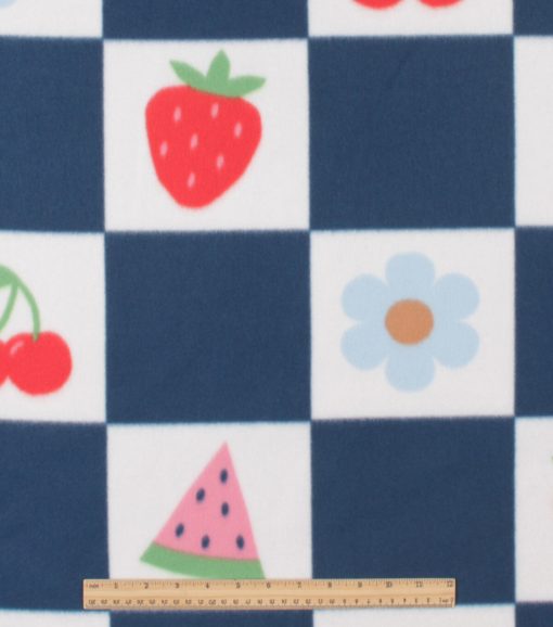 Blue Check Blizzard Fleece Fabric - Image 2
