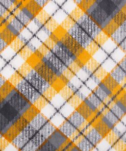 Gold   Gray Bias Plaid Anti Pill Fleece Fabric