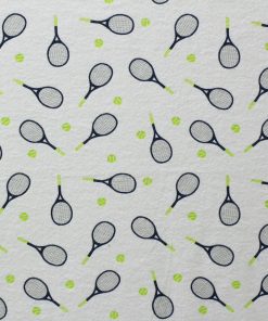 White Tennis Rackets Super Snuggle Flannel Fabric