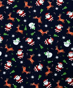 Snowmen   Santa on Black Super Snuggle Christmas Flannel Fabric by POP!