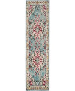 Safavieh Monaco 243 Lt. Blue / Fuchsia 2 2 X 8  Runner