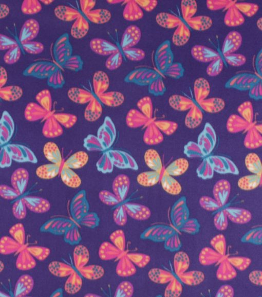 Butterflies on Purple Blizzard Fleece Fabric