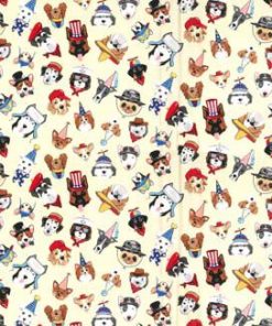 Fabric Traditions Dogs With Hats on White Novelty Cotton Fabric