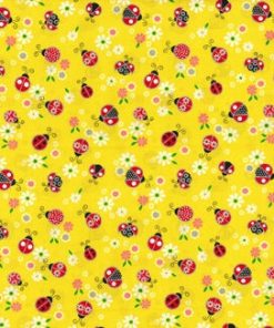 Fabric Traditions Ladybug on Yellow Novelty Glitter Cotton Fabric