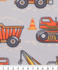 Blizzard Fleece Fabric Constructon Truck Gray