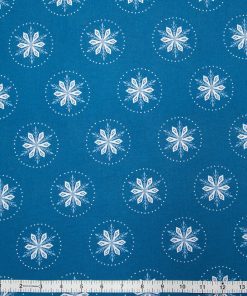 Super Snuggle Folk Snowflake On Navy Flannel Fabric
