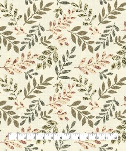 Pattern Trap Leaves on Cream Quilt Cotton Fabric by Keepsake Calico