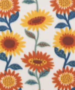 Linear Sunflowers on Cream Blizzard Fleece Fabric
