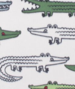 White   Green Hungry Alligators Blizzard Fleece Fabric