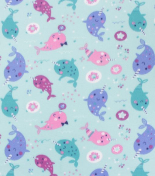 Blizzard Fleece Fabric Narwhal with Donuts - Image 2