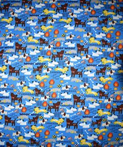 Dogs On Blue Novelty Cotton Fabric