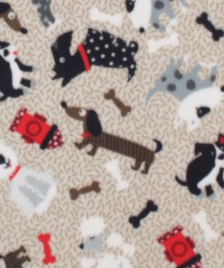 Whimsical Dogs on Tan Anti Pill Plush Fleece Fabric