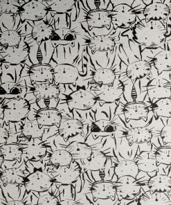 White Sketch Cats Super Snuggle Flannel Fabric