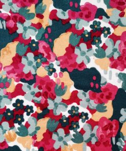 Green   Pink Abstract Floral Luxe Flannel Fabric