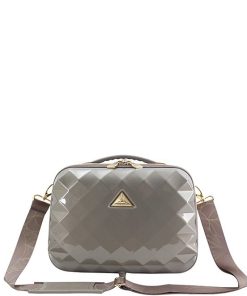 Savoir Collection Grey with Print Leaf Shoulder Strap Travel Beauty Case