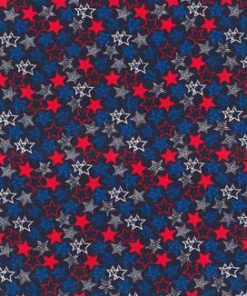Fabric Traditions Stacked Stars Outline on Black Patriotic Cotton Fabric