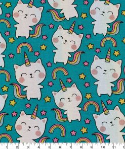 Novelty Cotton Fabric Cat Unicorn