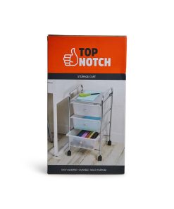 25 Steel Rolling Storage Cart With Clear Plastic 3 Drawers by Top Notch