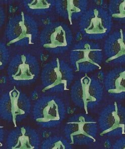 Fabric Traditions Dark Blue Namaste Novelty Cotton Fabric
