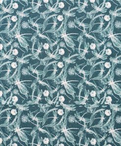 Dragonfly on Teal Glitter Quilt Cotton Fabric by Keepsake Calico