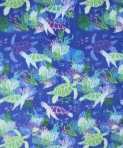 Swimming Turtles on Blue Anti Pill Fleece Fabric