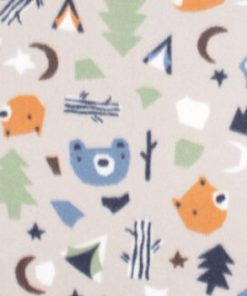 Bear Camping Icons Tossed Blizzard Fleece Fabric