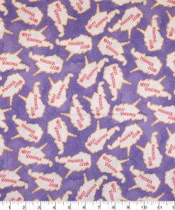 West Virginia Cotton Fabric Tossed State