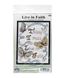 Design Works 5 x 7 Live in Faith Counted Cross Stitch Kit