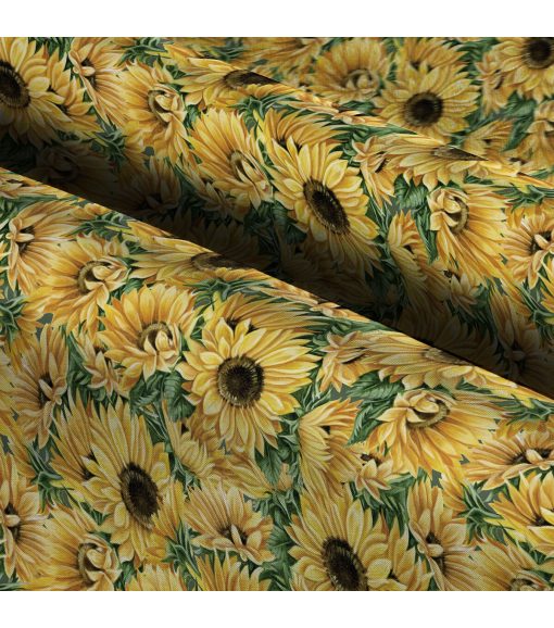 Yellow Sunflowers   Ferns Premium Cotton Fabric - Image 3