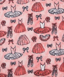 Ballerina Icons on Pink Anti Pill Fleece Fabric