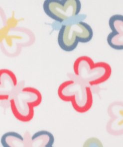 Butterflies on White Blizzard Fleece Fabric