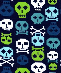 Blue Green Sugar Skulls Novelty Cotton Fabric