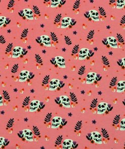 Pink Skulls   Plants Super Snuggle Flannel Fabric