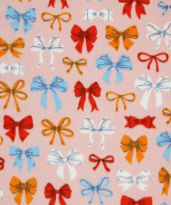 Bows Bows Bows on Pink Anti Pill Plush Fleece Fabric