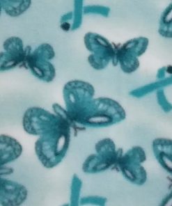 Teal Ribbons   Butterflies Anti Pill Fleece Fabric